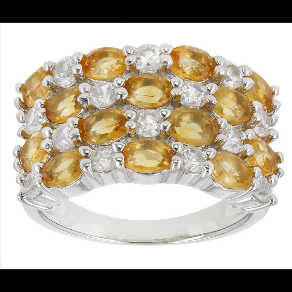 Madiera Citrine Rhodium over 925 Ring Size 7
